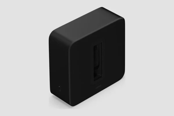 Sonos Sub 4 in het zwart, schuin vooraanzicht