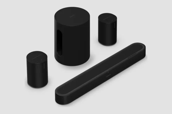Meeslepende set met Sonos Beam Ultra, Sub Mini en twee Era 100, zwart